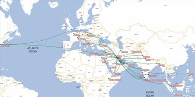 Harta kuwait airways destinații